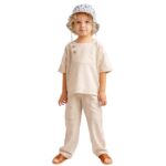 Kontrast Dikişli Keten Pantolon-Unisex
