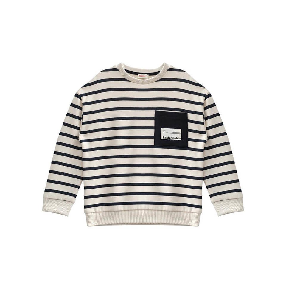 erkek-cocuk-cizgili-cep-detayli-sweatshirt-lacivert-2 Çizgili Cep Detaylı Sweatshirt – Lacivert | Erkek Çocuklara Özel Spor Stil - Görsel 1