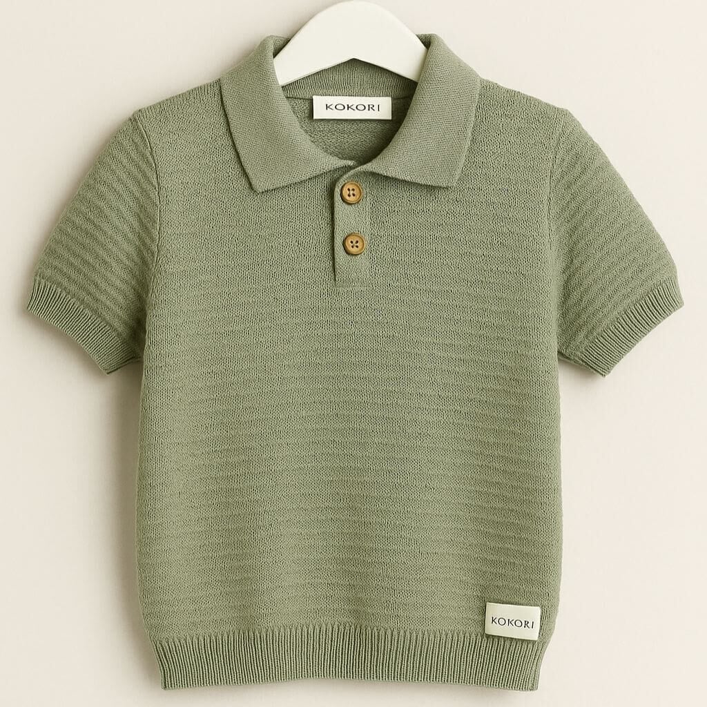 erkek-cocuk-deniz-triko-haki-1 Kokori Kids Triko Polo Yaka | %100 Pamuk | Yumuşak Dokulu | Nefes Alan ve Şık Tasarım-Yeşil - Görsel 1