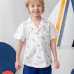 Erkek Çocuk Desenli Keten Gömlek – Coral | Desenli, Hafif ve Yazlık Şık Model