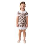 Leopar Desenli Şifon Elbise | Şifon Kumaş ve Bebe Yaka Detaylı Zarif Model