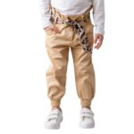 Kız Çocuk Jogger Pantolon – Bej | Beli Büzgülü, Rahat ve Modern Kesim