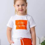 Kız Çocuk Yazı Baskılı Beyaz T-shirt