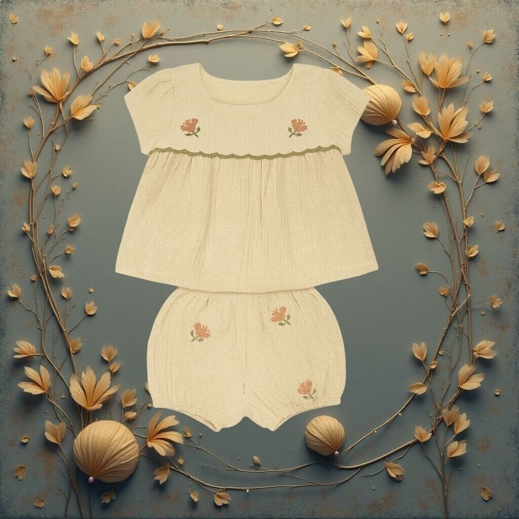 kokori-kids-kiz-bebek-bluz-sort-takim-1 Kokori Kids Kız Bebek Bluz Şort Takım – Doğallığın Zarif Hali - Görsel 1