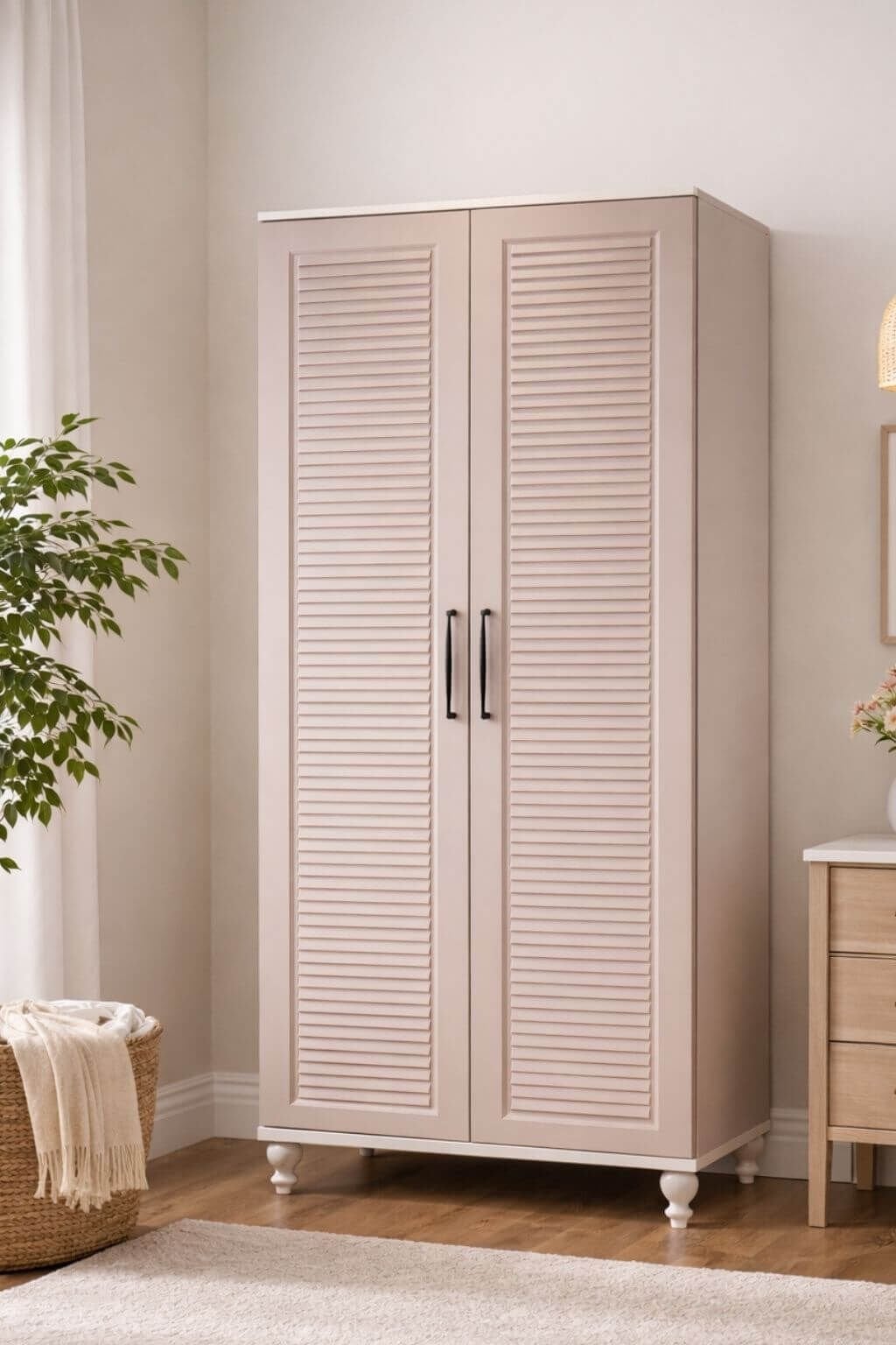 masal-2-kapakli-mdf-pembe-renk-dolap-2 Masal 2 Kapaklı Çekmeceli MDF Dolap | MDF Gövde | Ağaç Ayaklar | Kalite ve Estetiği Buluşturan Model - Görsel 1